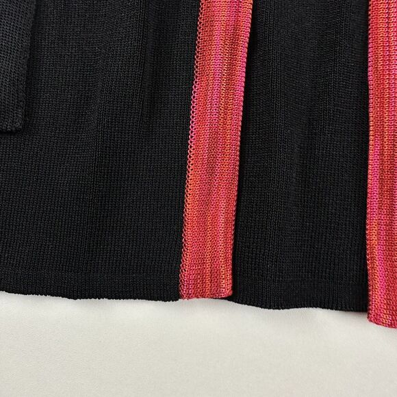 Exclusively Misook Black Knit Red Trim Open Front Cardigan Jacket Womens Sz L - Picture 6 of 7